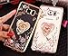 Galaxy S7 Edge Floral Crystal TPU Case-Inspirationc Soft Slim Bling Plating Rubber Cover for Samsung Galaxy S7 Edge with Rhinestone Diamond and Detachable 360 Ring Stand-Rose Gold and Pink
