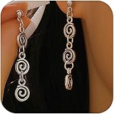 Boho Spiral Earrings for Women Dangle Long Trendy Jewelry Boho Dresses Statement Accessories Gift