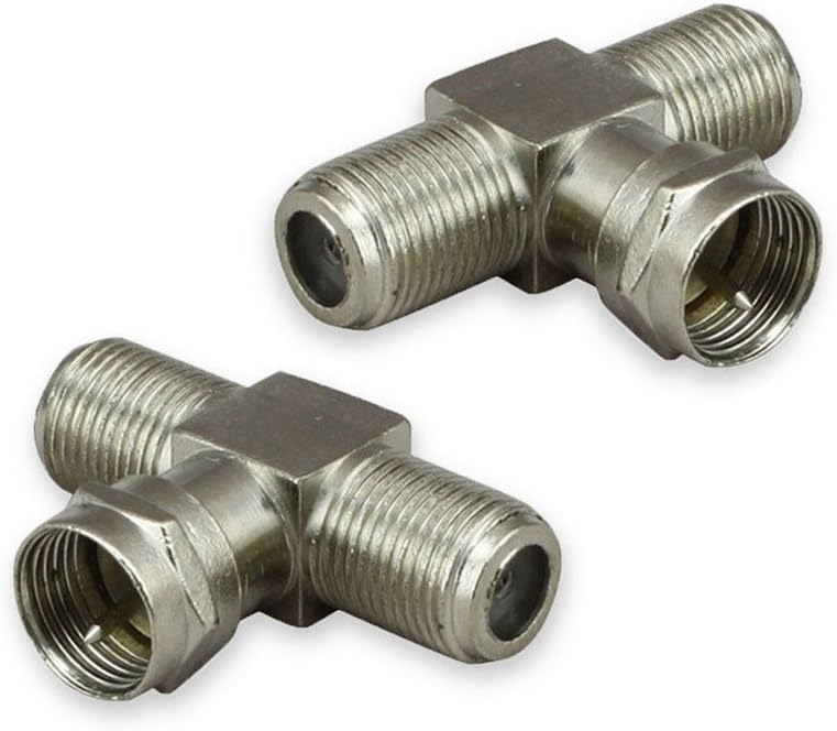 FolioGadgets F-Type RF Splitter, F Type Male to 2 Female 3 Way Splitter RF TV Adapter for RG6 Coax Cable -10 Pack