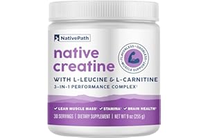 NativePath Creatine Monohydrate Powder with L-Leucine & L-Carnitine - Muscle Building Supplement for Men & Women - 30 Servings