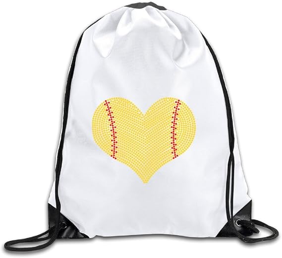 Unisex Drawstring Bags I LOVE SOFTBALL HEART Men Women