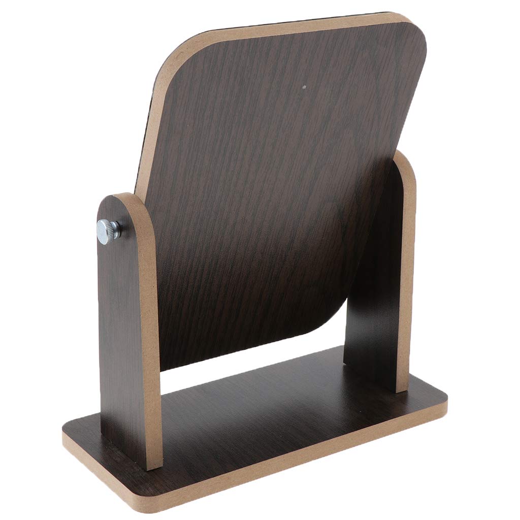 Freestanding Makeup Cosmetic Vanity Mirror with Wooden Frame/Base and A Comb - Natural Black Maple Wood - No.15 M