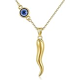 ZADIUA Italian Horn Necklace for Women 14K Gold Plated Sterling Silver Evil Eye Pendant Necklace Jewelry Gift for Women