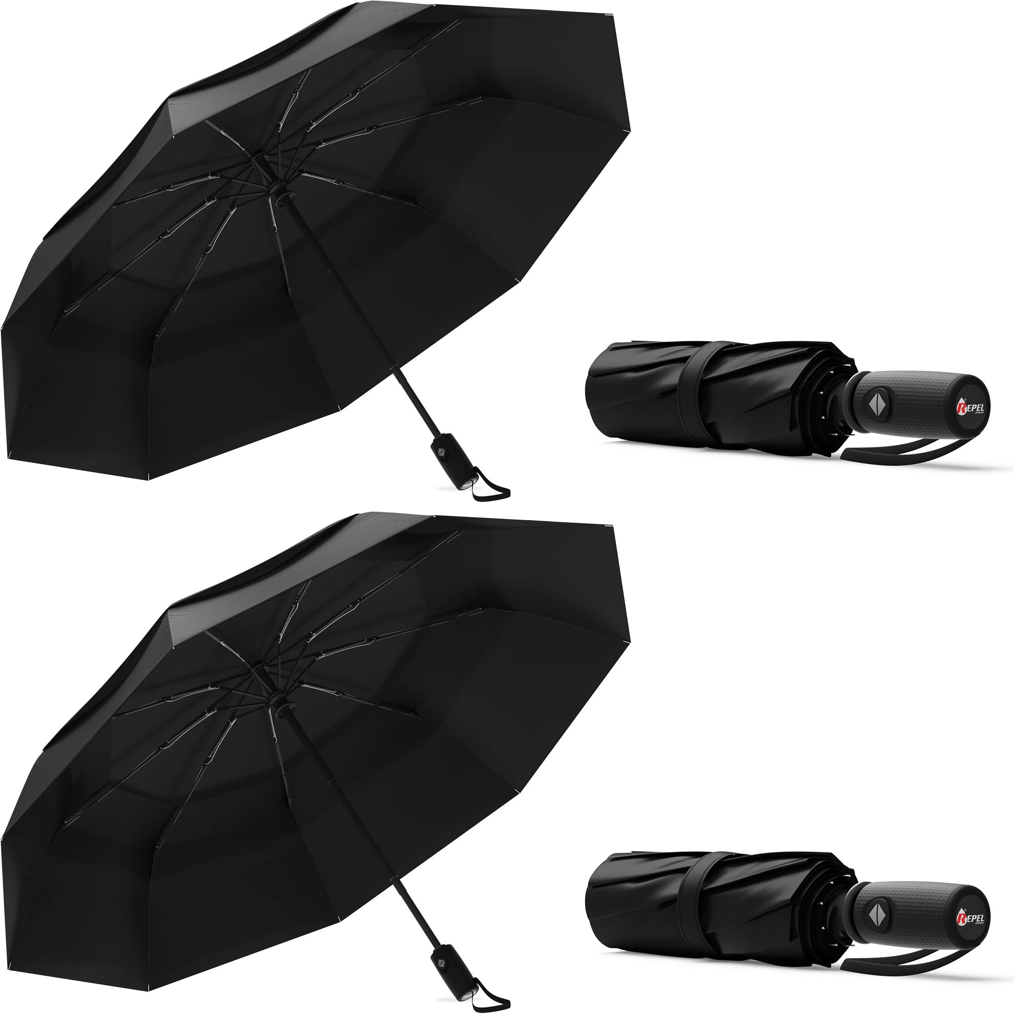 REPEL Windproof Travel Umbrella - Compact & Withstands Winds up to 85MPH , Strongest Premium Auto Folding Umbrella for Rain and Sun - Durable, Light & Portable for Women & Men , Fits Backpack & Cars