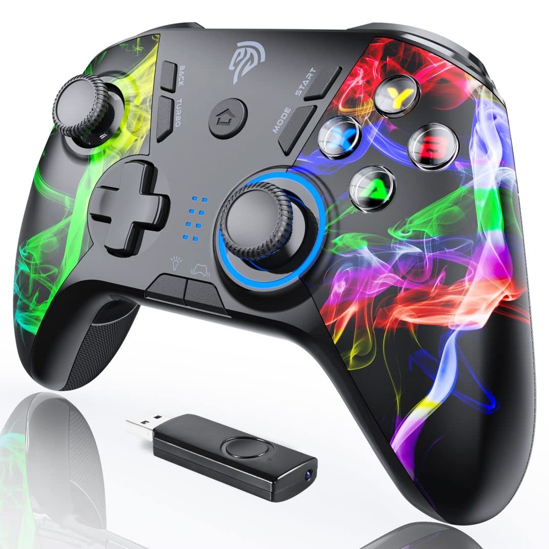 EasySMX Wireless PC Controller, Dual-Vibration Joystick Gamepad Computer Gaming Controller for PC Windows 7/8/10/11/12, Steam, Steam Deck, PS3, Switch, Android Mobile and Android TV BOX- Black