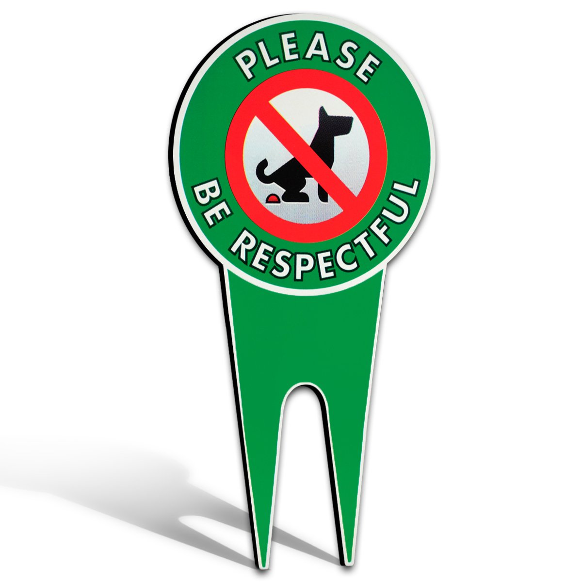 No Poop Dog Signs | Stop Dogs From Pooping On Your Lawn | Sign Politely Reads: "Please Be Respectful"
