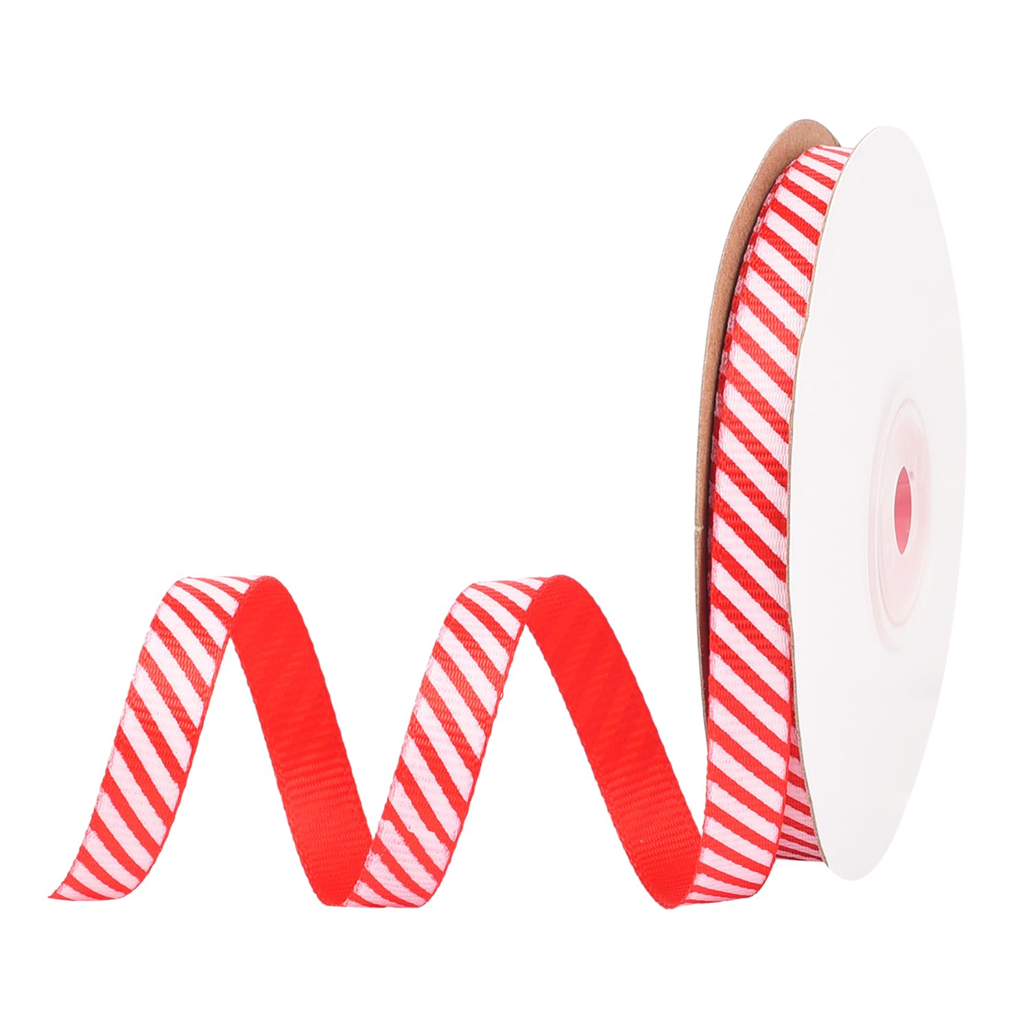 MEISH Peppermint Stripe Ribbon - 25 Yards, 1cm Wide, Red & White, Striped Fabric, Christmas Party Decorations, DIY Crafts & Gift Wrapping