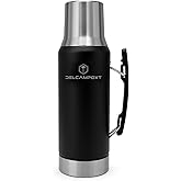 DelCampoXT Mate Thermal Flask Termo with Tapa Vaso Cup Lid – 1.2L (67.6 oz) Stainless Steel Vacuum Insulated Bottle – Keeps Drinks Hot for Hours – Flask/Termo Mate for Mate Drink, Coffee, Tea.