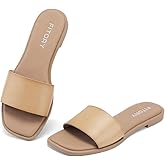FITORY Women's Slide Sandals Fashion Square Open Toe with Cushioned Footbed Slippers for Beach Size