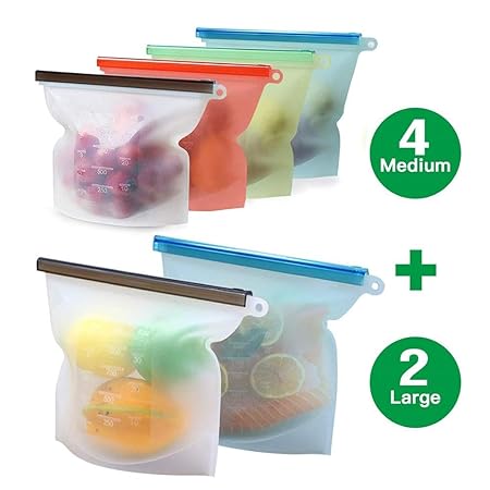 Silicona 6 PCS Bolsas de almacenamiento de alimentos ...