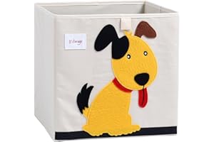 DODYMPS Foldable Animal Canvas Storage Toy Box/Bin/Cube/Chest/Basket/Organizer For Kids, 13 inch (Dog)