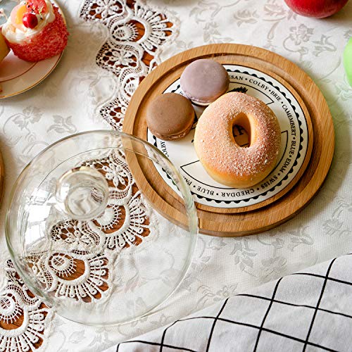 Ceramic Serving Platter Round Cake Stand with Dome Ceramic Dessert Stand Cake PlateTray Server Use as Salad Punch Bowl/Veggie Desert Platter/Nachos & Salsa Plate Ø 21x16cm
