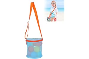 Mesh Shell Collecting Bag, Beach Storage Bucket, Sand Toys Travel Container for Kids