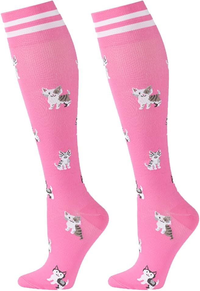fenglaoda Compression Socks Women (Best Support,15-25mmhg,Knee High,Colorful,Cute,Funny,Novelty,Graduated,Sports Stockings)