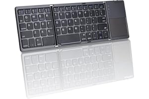 AURTEC Foldable Bluetooth Keyboard with Touchpad, Rechargeable Portable Wireless Mini Keyboard for PC Tablet, Samsung, Android, iOS, Smartphone-Dark Gray