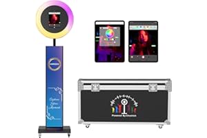 HARZHI Portable Photo Booth Compatible with Ipad, Large Lightbox Ipad Photo Booth for Christmas Wedding Party Provide ChackTok Software APP VIP, Free Custom Logo, Flight Case