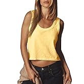 Tankaneo Womens Scoop Neck Cropped Tank Tops Summer Casual Cotton Workout Sleeveless Shirts Loose Fit Basic Tee
