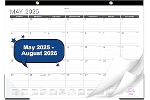 VONDAFE Desk Calendar 2025-2026 - Desk/Wall Calendar, MAY 2025 - AUG 2026, 18 Monthly Large Desk Calendar 17" x 12", with Corner Protectors, Large Ruled Blocks, Colorful Desk Pad for Daily Organizer