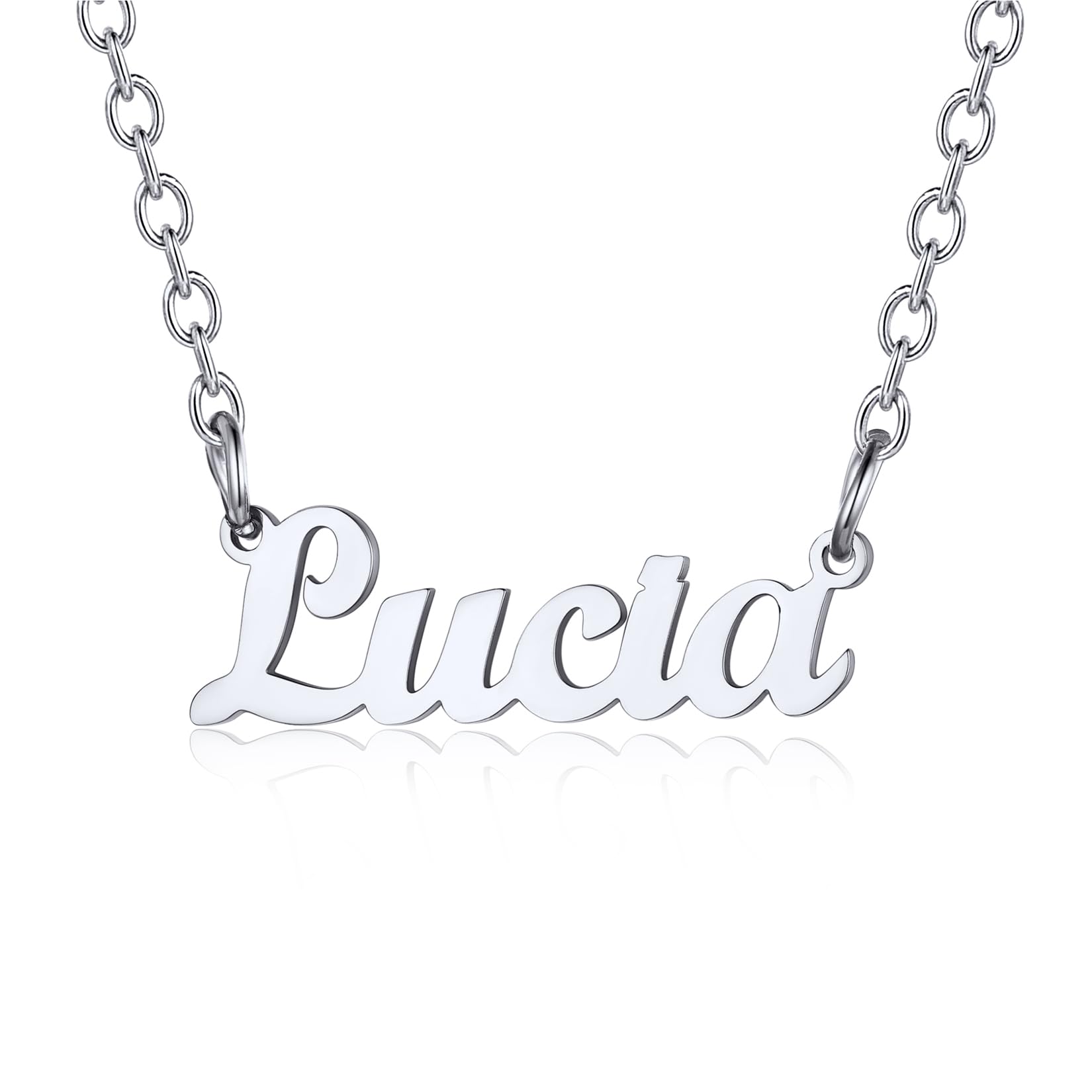U7 Chain Necklace with Name Pendant Lucia Womens Necklaces Choker