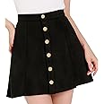 Allegra K Women's Faux Suede Button A-Line High Waisted Christmas Flared Mini Short Skirt