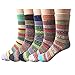 Loritta 5 Pairs Womens Vintage Style Winter Warm Thick Knit Wool Cozy Crew Socks, H-ethnic Style, Free size,One Size,Multicolor