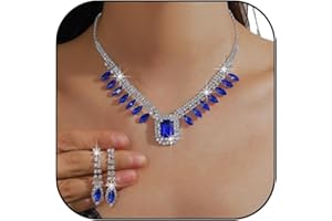 FRODETE Bridal Wedding Jewelry Sets for Brides Bridesmaid Formal Rhinestone Necklace and Earrings Set Costume Jewelry for Women Prom Jewelry Set Accessories for Wedding Day