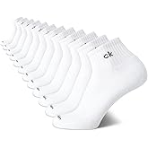 Calvin Klein Mens Quarter Socks - 12 Pack Soft Cushioned Stretch Performance Breathable Quarter Cut Athletic Socks for Men