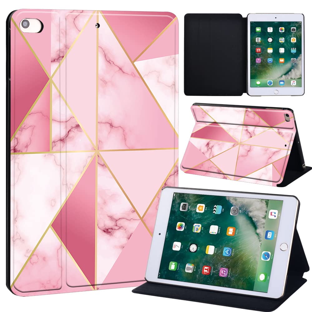 Shape Printed FINDING CASE Fit Apple iPad Mini 4/5 Tablet - Printed PU Flip Leather Smart Lightweight Shell Stand Cover Case for iPad Mini 4 Mini 5 (hot pink geometric)