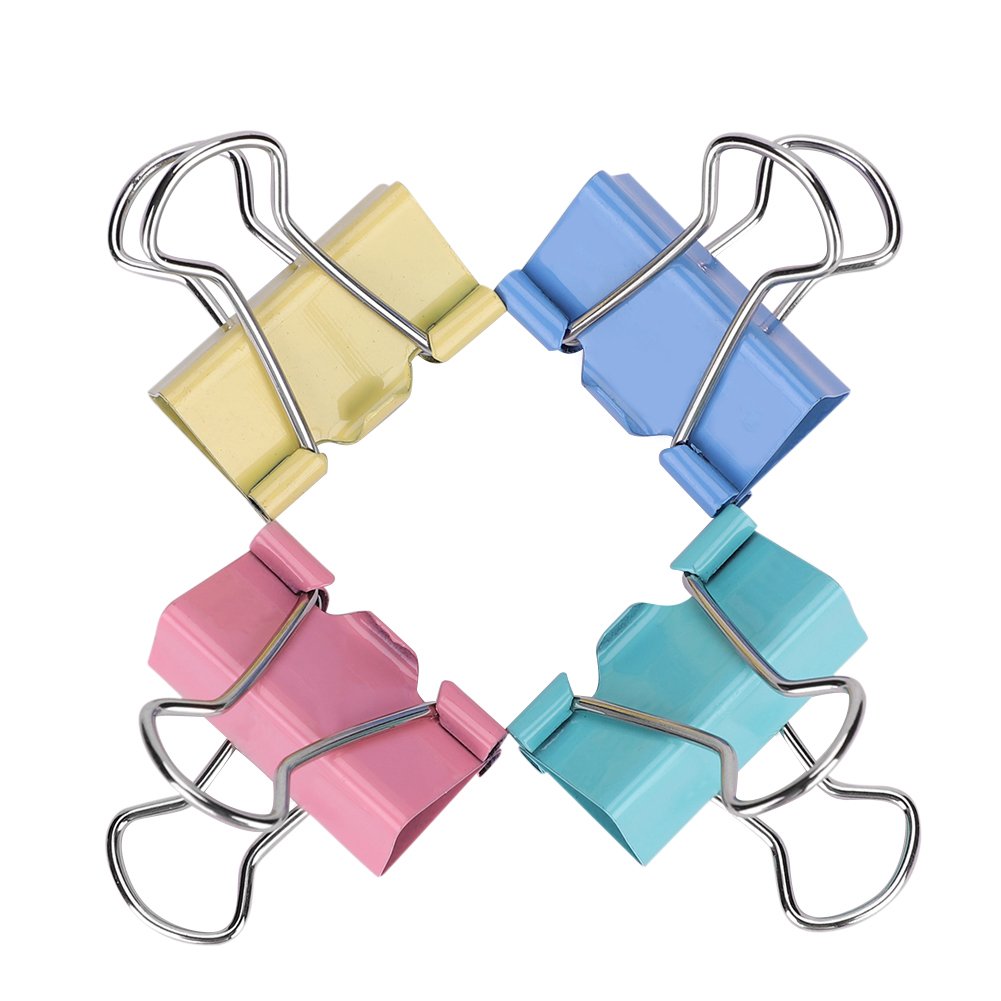 25mm Metal Binder Clips Assorted Colors Binder Paper Clamps Rust Resistant Foldback Clips 48 PCS Stationery Paper Clamps Medium Universal Binder Clips for Office School Home Art Crafts Photo Pictures
