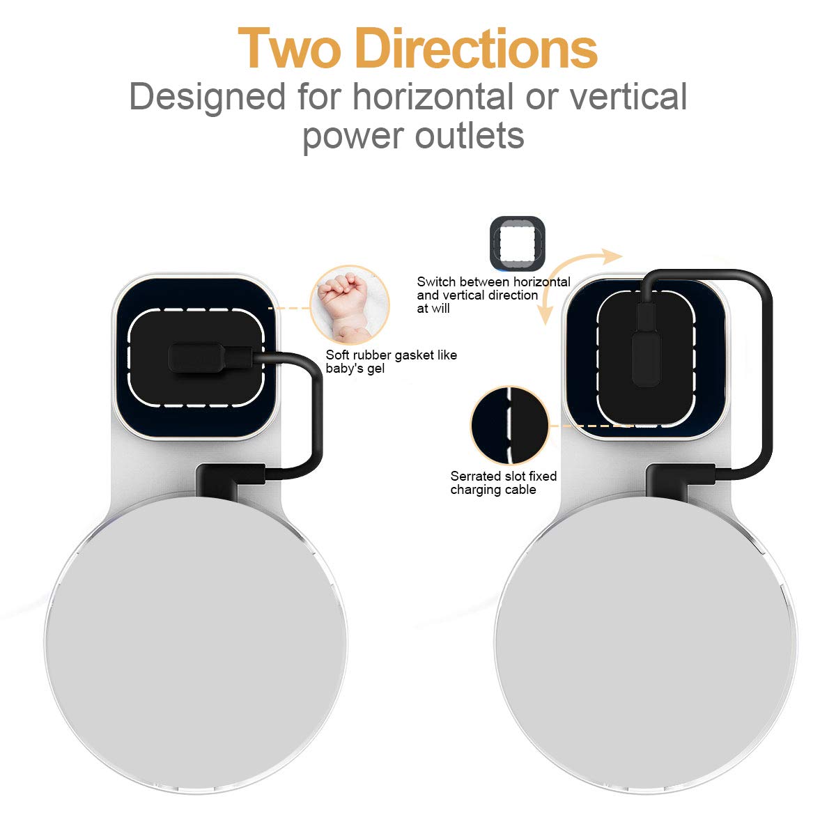 Echo Dot Wall Mount Outlet Hanger - Idealife Speakers Holder for Dot 2nd Generation Speaker Alexia Echo Dot Bracket Plug Mount with Alexa Short Charging Cable, Space-Saving Speaker Hanger (White)