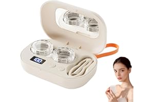 Ultrasonic Contact Lens Cleaner with Mirror - Rechargeable Portable 2-Mode Device for Home, Travel, Office, Deep Cleans Hard/