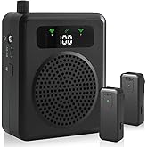 Wireless Voice Amplifier with Lavalier Microphones, Portable Voice Amplifier, Microphone with Speaker, Mini Megaphone with Clip on/Lapel Mic Teacher Microphone for Classroom Speech
