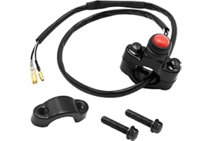 laffoonparts Motorcycle 7/8inch Handlebar Push Switch Engine Stop Start Kill Momentary Switch with Red Button 12V 22mm with M