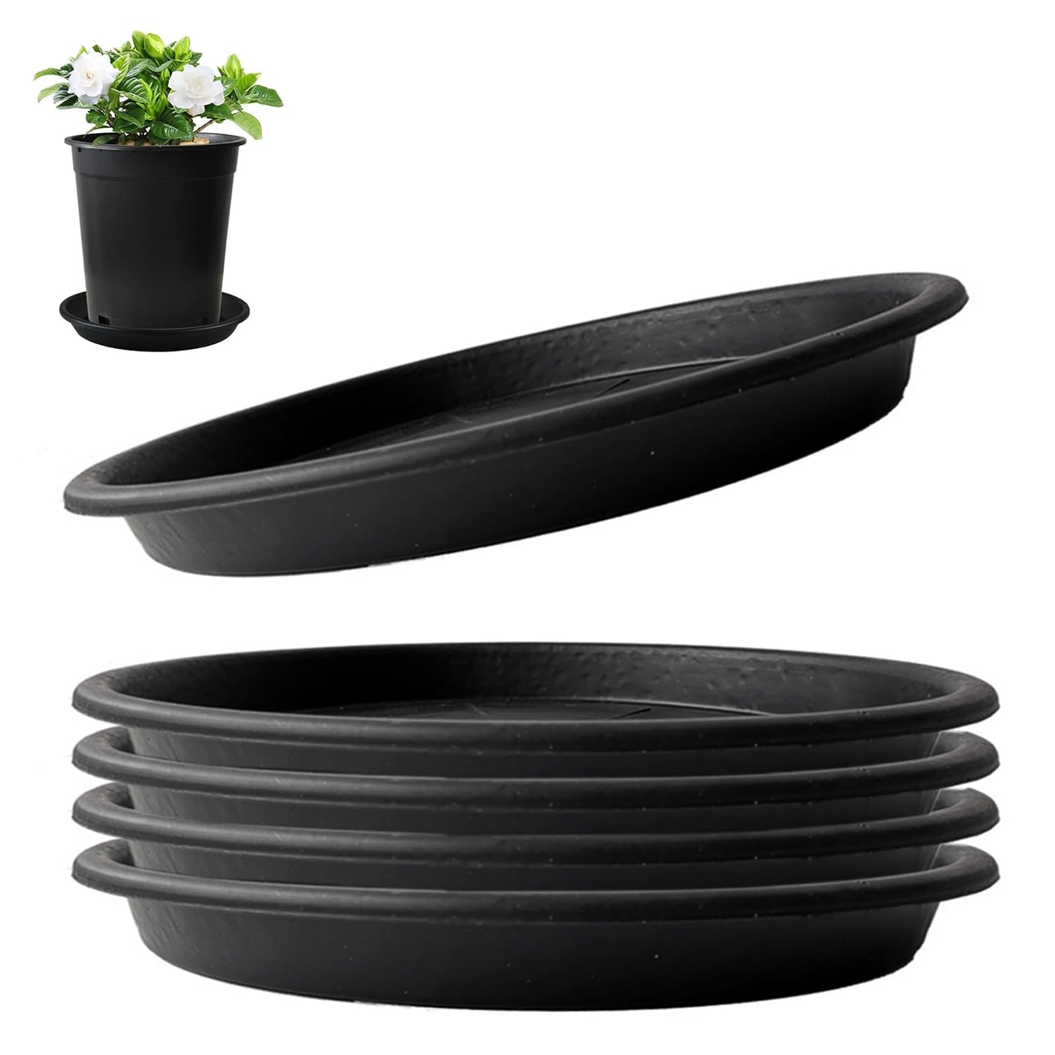hzbaiyi 5 Pack Plant Saucer Plastic Plant Pot Saucer Garden Saucers Plant Pot Saucer Trays Drip Tray Plant Trays for Pots Botanical Gardening Dish for Indoor Outdoor Garden (26 * 26 * 4.5)