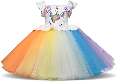 Amazon Dingmi クリスマス ハロウィン 衣装 子供 可愛い ユニコーン ドレス ワンピース コスプレ衣装 コスチューム 演出服 仮装 パーティーグッズ キッズ プリンセス 結婚式 発表会 カラー2 110 キッズコスチューム おもちゃ