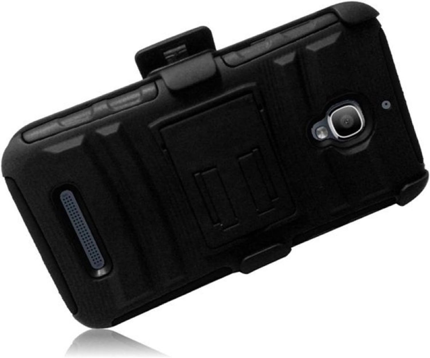 For Alcatel One Touch Fierce 7024W Cover Case (SideStand Holster Black/Black)