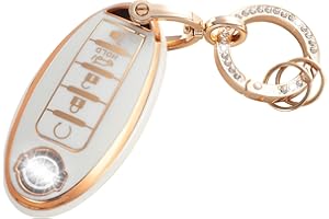 RUABIBAN Key Fob Cover Compatible with Nissan, Soft TPU Key Case Shell Fit for Altima Rogue Sentra Pathfinder Frontier Maxima Titan Murano Kicks Juke Versa Armada GTR 5 Buttons