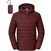Rdruko Men's Down Puffer Jacket with Hood Packable Lightweight Puffy Winter Coat Hooded