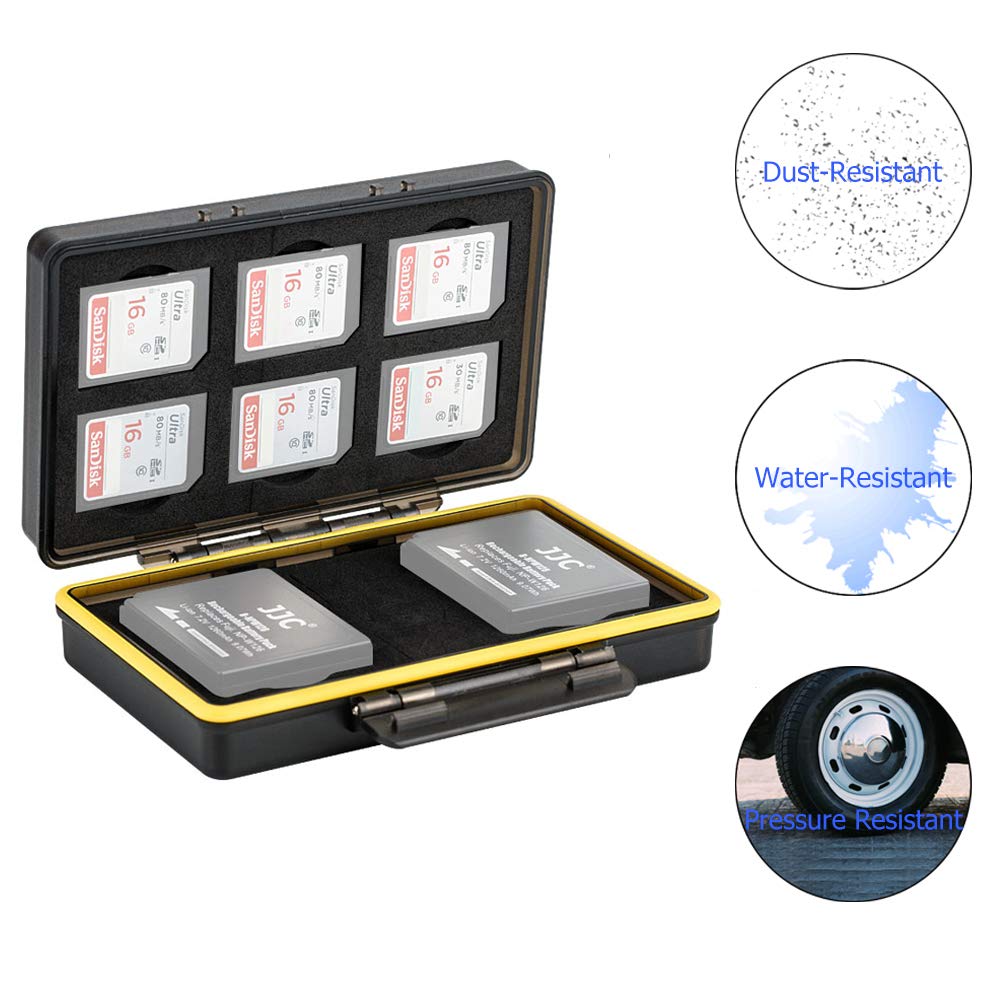 JJC Memory Card Case for 6 SD SDHC SDXC Cards + 2 Slots for Fuji Fujifilm NP-W126 NP-W126S Batteries on X-T3 X-T30 X-T100 X-A5 X-H1 X100F X-A10 X-Pro2 X-Pro1 X-T2 X-T1 X-T20 X-T10 X-E3 E2