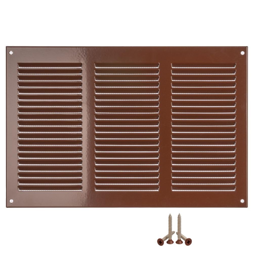300 x 200 mm metal brown ventilation grille with insect protection, grille for ventilation, exhaust grille — image 1