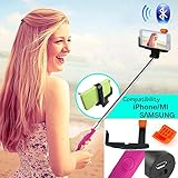 Adjustable Extendable Wireless Bluetooth Mobile Phone Remote Camera Shooting Shutter Monopod Handheld Self Portrait Selfie Stick for Iphone 4 4s, Iphone 5 5s 5c, Samsung S3 S4 S5,samsung Note 2 Note 3, HTC One M7 M8, Google Exus 4 5, Lg G2, Sony Xperia Z1 Z2 Compatible for Smart Phones with IOS 4.0 and Android 3.0 or Above System (Red-wireless Monopod)