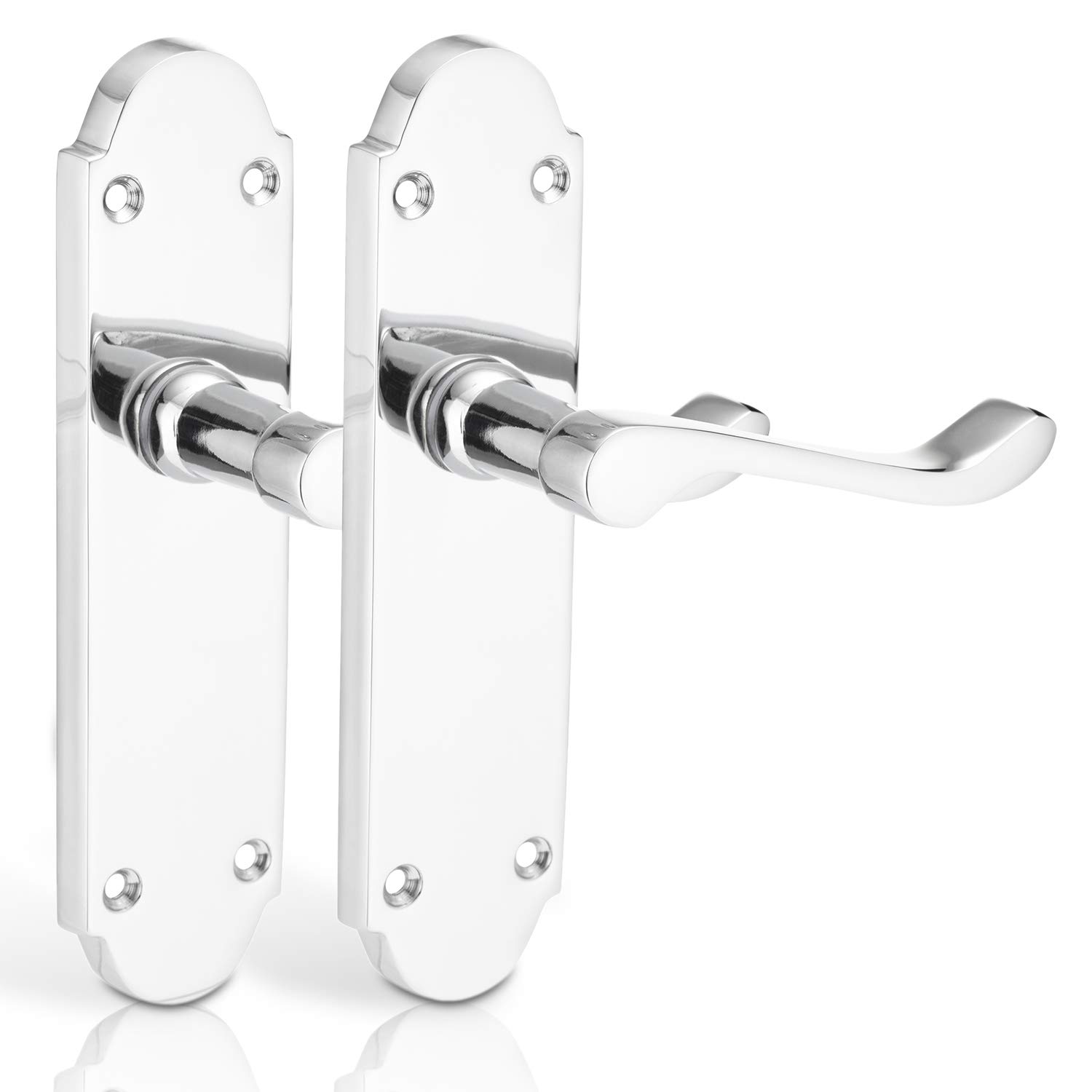 XFORT® Richmond Lever Latch Scroll Polished Chrome Door Handles, Elegant Door Handle Set for