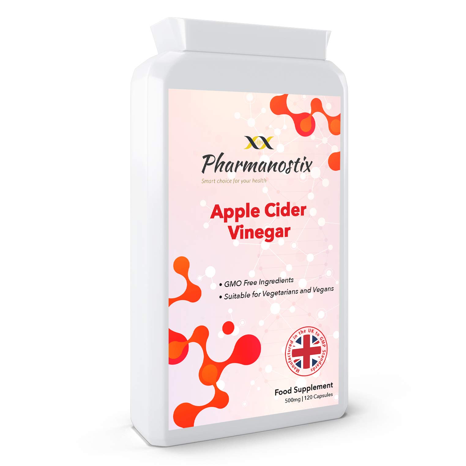 Apple Cider Vinegar Supplement 1500mg per serving - 120 Capsules – Premium Quality Supplement Rich in Acetic Acid – Keto Diet Friendly, Non-GMO, Gluten Free Supplement, UK Manufactured by Pharmanostix