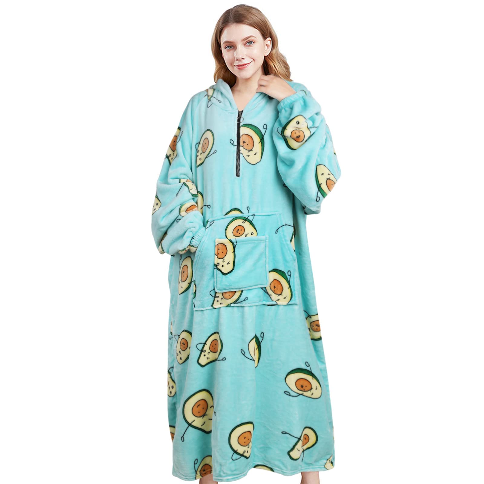 Genfien Oversized Hoodie Sweatshirt Blanket Super Soft Warm Comfortable Blanket Hoodie One Size Fits Women Girls Men Boys Friends Avocado