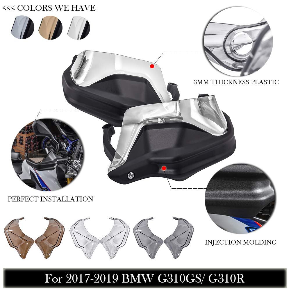 Smoke Diamond Cut Motorcycle Handguards - Wind & Cold Protectors With Mounting Brackets