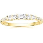 SHINYSO Eternity Wedding Bands for Women Baguette Cubic Zirconia Thin Stacking Engagement Promise Rings Size 4-10
