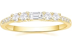 SHINYSO Wedding Bands for Women Cubic Zirconia Thin Stacking Baguette Rings Eternity Engagement Band for Her Size 4-10