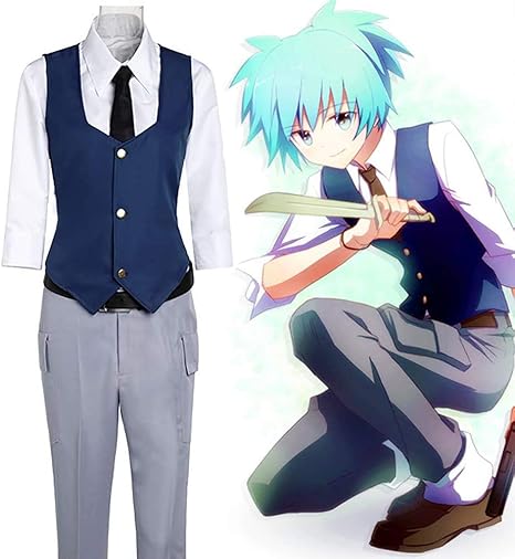 Amazon Opmch Cos 潮田渚コスプレ衣装5点セット 青ベスト ネクタイ ワイシャツ 長ズボン 潮田渚コスプレ 潮田渚衣装 暗殺教室コスプレ ハロウィンコスチューム 大人コスチューム ユニセックス 男女通用 イベント仮装 男性 S コスプレ 仮装 通販