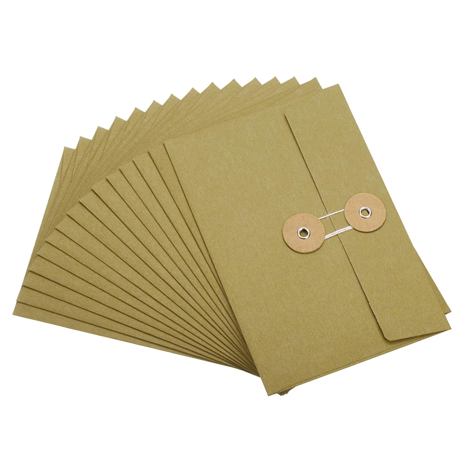 PATIKIL 4.5x6.7 Gift Card Envelopes with String Tie Closure, 15 Pcs Christmas Card Holders Greeting Business Card Envelope for Thanksgiving Day Halloween Birthdays Weddings, Olive