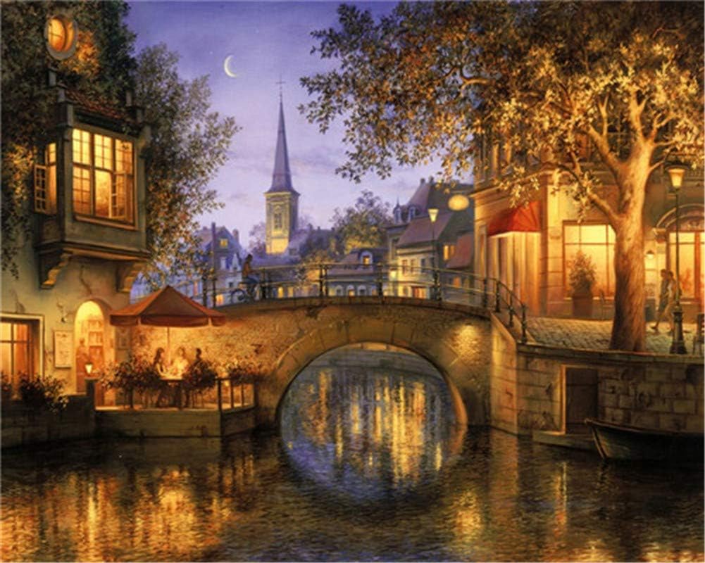 Paint by Numbers Kits DIY Oil Painting Home Decor Wall Value Gift - Venice Water Town 16X20 Inch (No Frame)